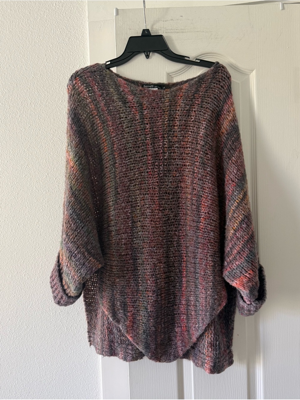 Berretti Italy L/XL Wool Blend Batwing Handkerchief Hem Sweater